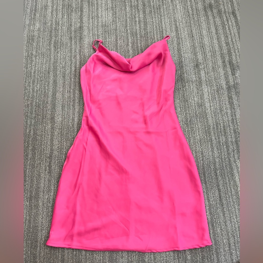 Urban outfitters pink satin cowl neck dress